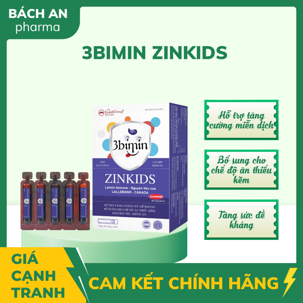 3BIMIN ZINKIDS HỖ TRỢ TĂNG CƯỜNG MIỄN DỊCH, BỔ SUNG CHẾ ĐỘ ĂN THIẾU KẼM, TĂNG ĐỀ KHÁNG