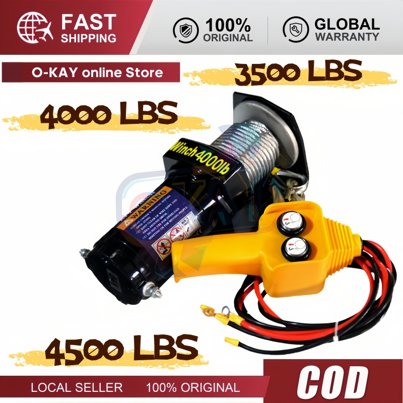 Máy Tời Điện 12V 4500lbs, Tời Điện 12V Lực Kéo 1590kg - Dụng Cụ Cứu Hộ Ô Tô