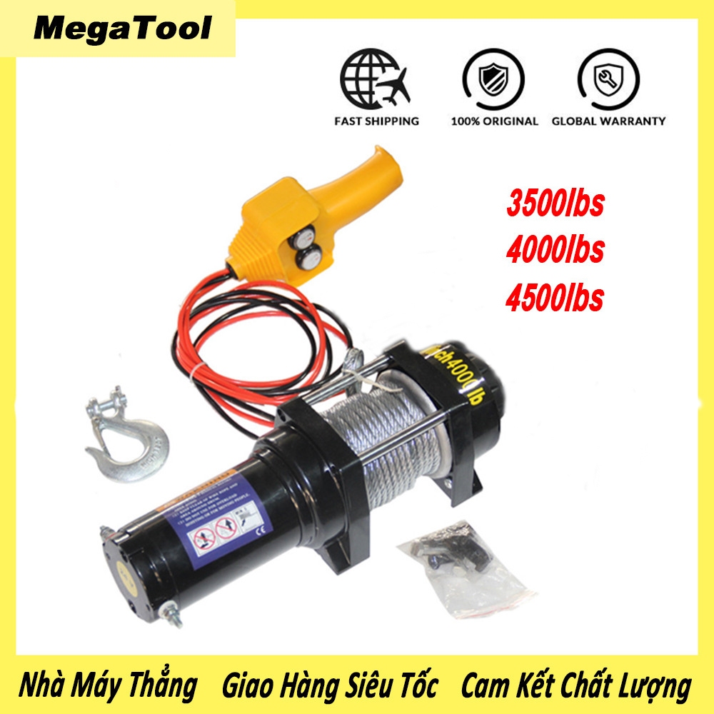 Tời Điện 12V/220V 4500lbs (1590kg) - Dùng Cho Ô Tô, Kéo Thuyền, Cứu Hộ Chuyên Nghiệp