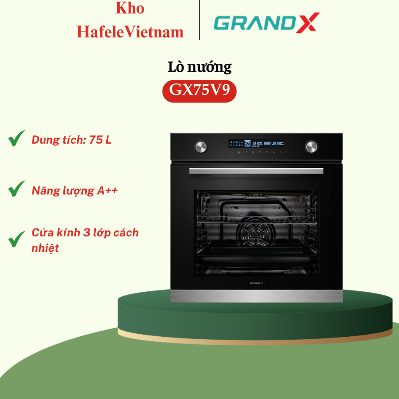 Lò nướng âm tủ GrandX GX75V9 - Điều Khiển Cảm Ứng, Kính Cường Lực