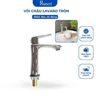  Vòi chậu lavabo bồn rửa mặt âm bàn RANCO vòi lạnh tròn đồng mạ crom cao cấp KT - 222 