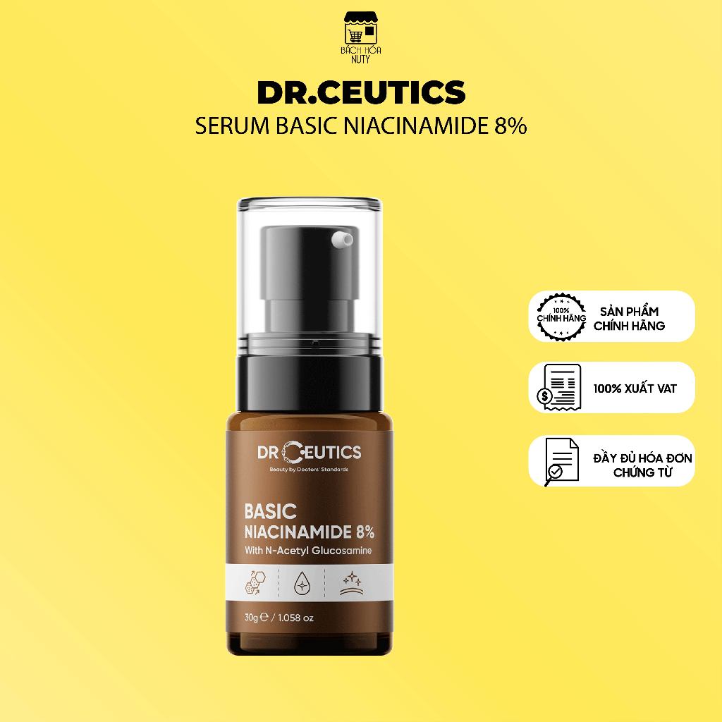 Serum DrCeutics Sáng Da Basic Niacinamide 8% (30g)