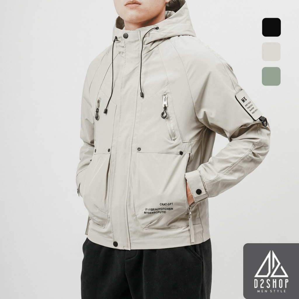 Áo Khoác Gió Nam D2SHOP phối túi zip ngực K-6815