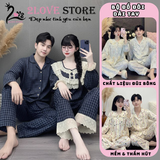  Bộ đồ ngủ couple Đồ Ngủ đôi vải đũi hàn thoải mái mềm mại dài tay 2LOVESTORE dành cho nam và nữ 