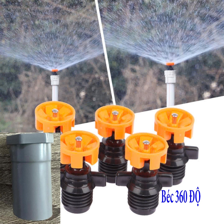 Vòi phun nước tự động 360 độ, Béc phun nước tự động 360 độ, Béc phun nước tưới cây, tưới rau