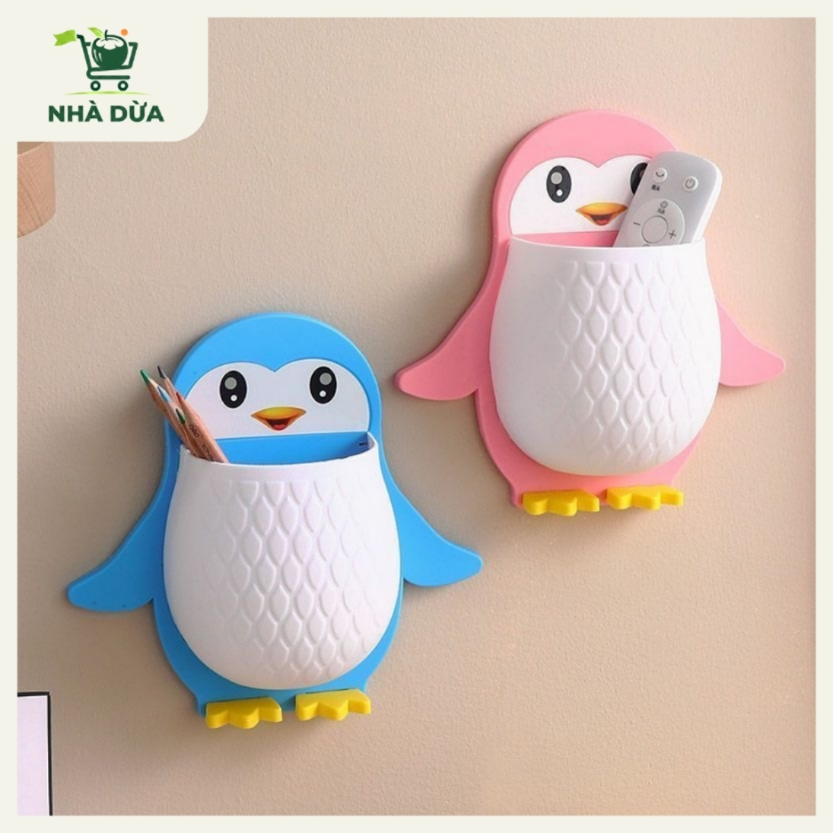 Kệ Dán Tường Chim Cánh Cụt, khay Đựng Bàn Chải, Đồ Dùng Nhà Tắm, Văn Phòng Nhà Dừa