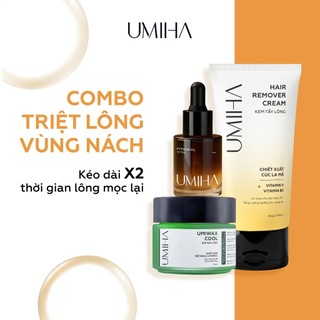 Combo Triệt lông nách UMIHA - Thay cho Máy triệt lông khi triệt lông nách với Mỡ trăn và Kem tẩy lông Sáp wax lông 