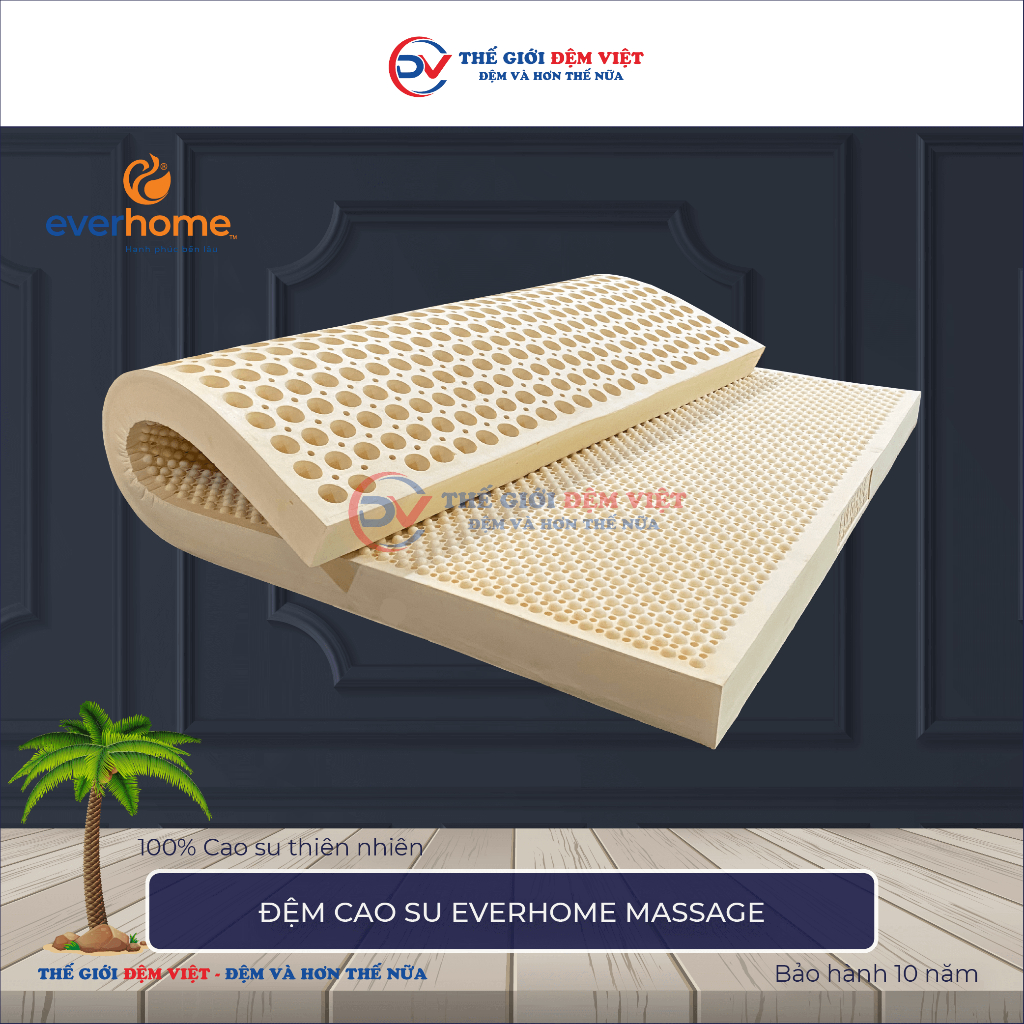 [FREE SHIP ĐIỀU KIỆN] ĐỆM CAO SU MASSAGE -  EVERHOME - 100% CAO SU THIÊN NHIÊN - HÀNG CHÍNH HÃNG