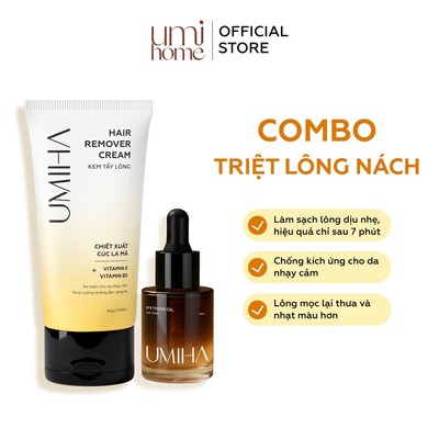 Bộ triệt lông Nách gồm Kem Tẩy Lông UMHA 65g và Mỡ Trăn U Minh Hạ 15ml