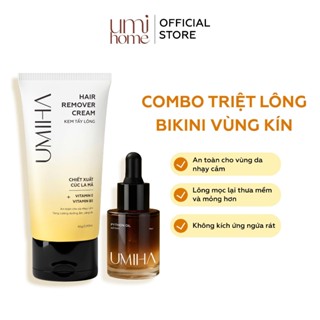  Bộ triệt lông Bikini gồm Kem Tẩy Lông UMIHA  65g  và Mỡ trăn U Minh Hạ  15ml  