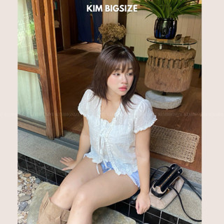  Áo ren kiểu tay ngắn form rộng vừa 2 lớp cột dây bigsize 55-85kg  KIMBIGSIZE  