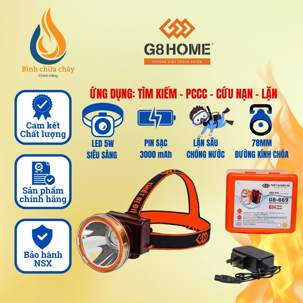 ĐÈN ĐỘI ĐẦU CHỐNG NƯỚC CHUYÊN DÙNG CHO THỢ LẶN G8-669 G8HOME