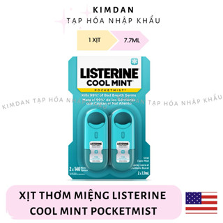   MỸ CHÍNH HÃNG  XỊT THƠM MIỆNG LISTERINE COOL MINT POCKETMIST 7.7ML KHÔNG ĐƯỜNG HƠI THỞ THƠM MÁT 