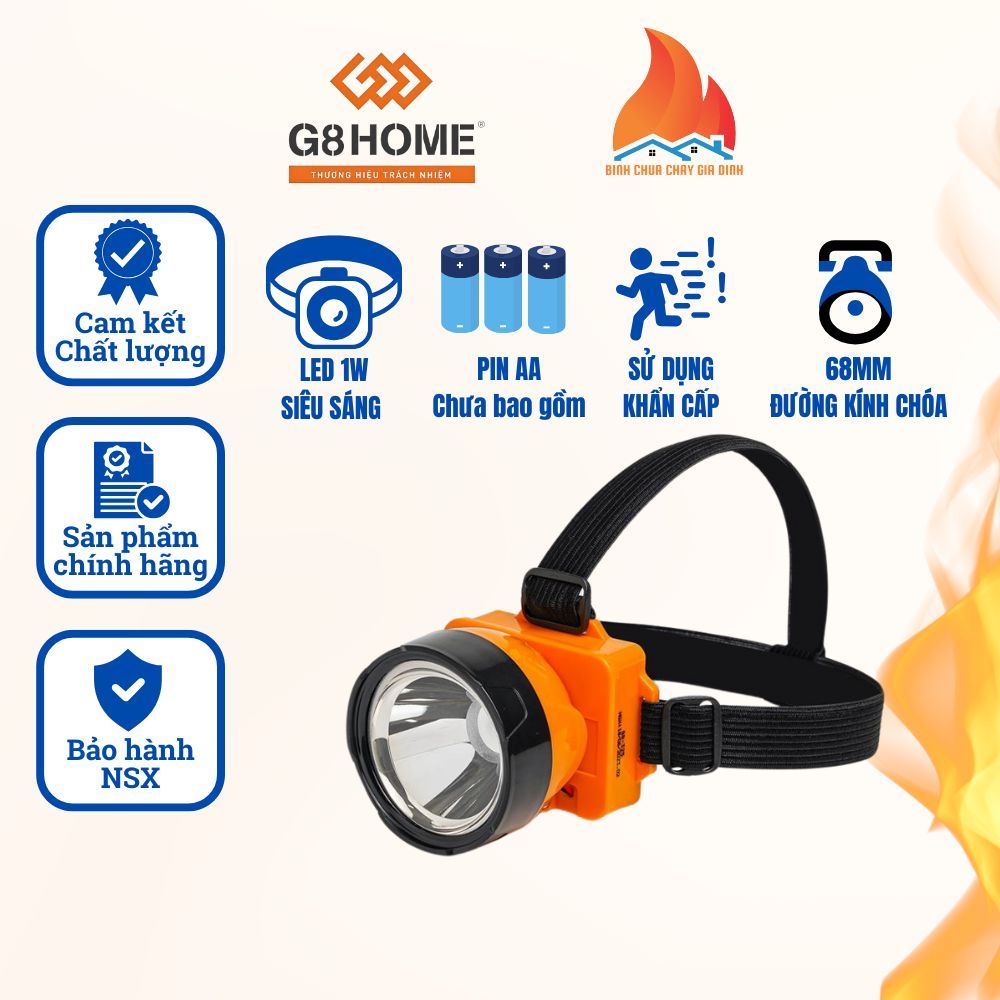 Đèn pin đội đầu G8-325 (Lắp pin tiểu AA) G8HOME dùng khi bão lũ lụt mất điện [Chưa bao gồm pin] G8HO