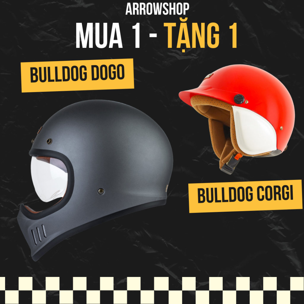 [Mua 1 tặng 1] Mũ bảo hiểm fullface Bulldog Dogo arrow shop nón bảo hiểm fullface chất lượng cao