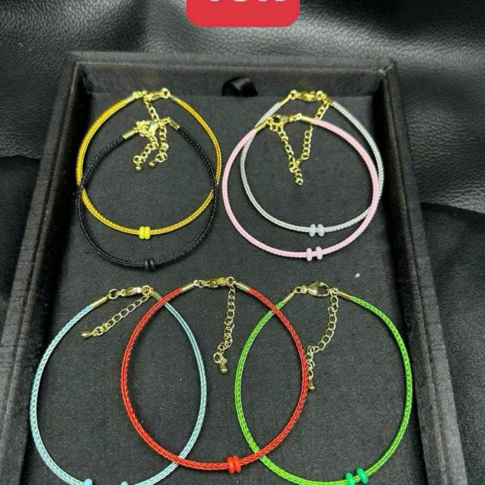 Vòng tay dây cáp xỏ charm lu thống đá phong thủy 2li