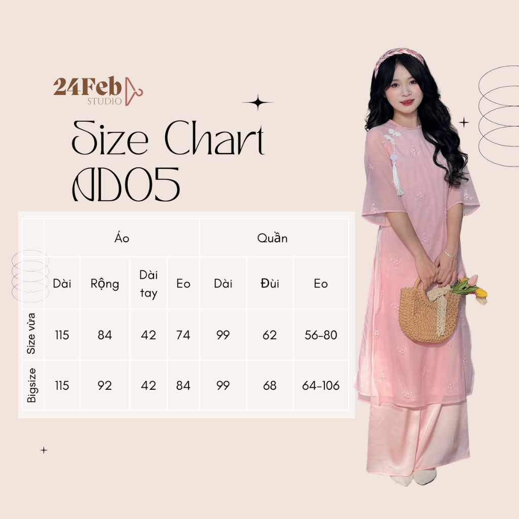 Set áo dài cách tân nữ 4 tà vải tơ thêu cổ tết tròn đính nơ hoa kèm quần lụa và bờm 24Febstudio AD05 | BigBuy360 - bigbuy360.vn