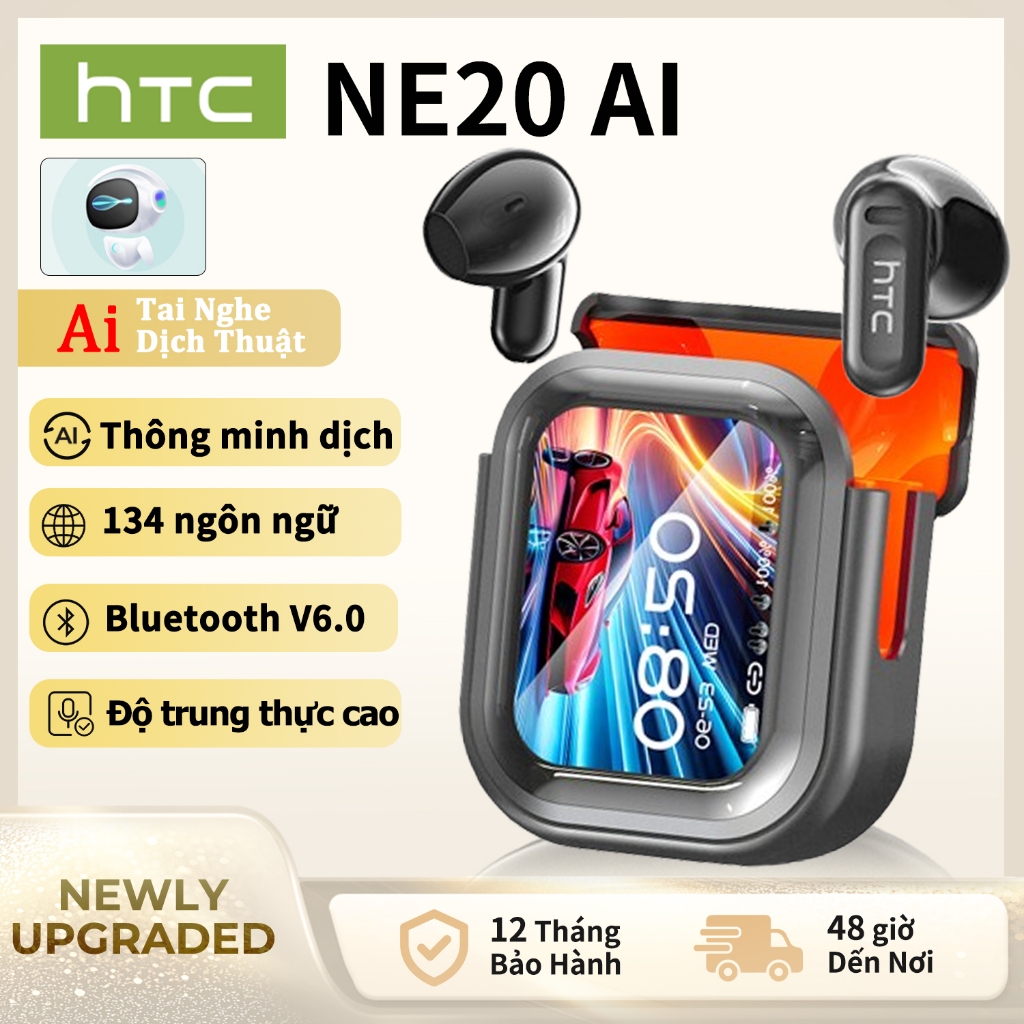 HTC NE20 Tai Nghe Phiên Dịch Tai Nghe Bluetooth 6.0 AI Dịch Trực Tiếp Màn Hình LED Thông Minh Chất Â
