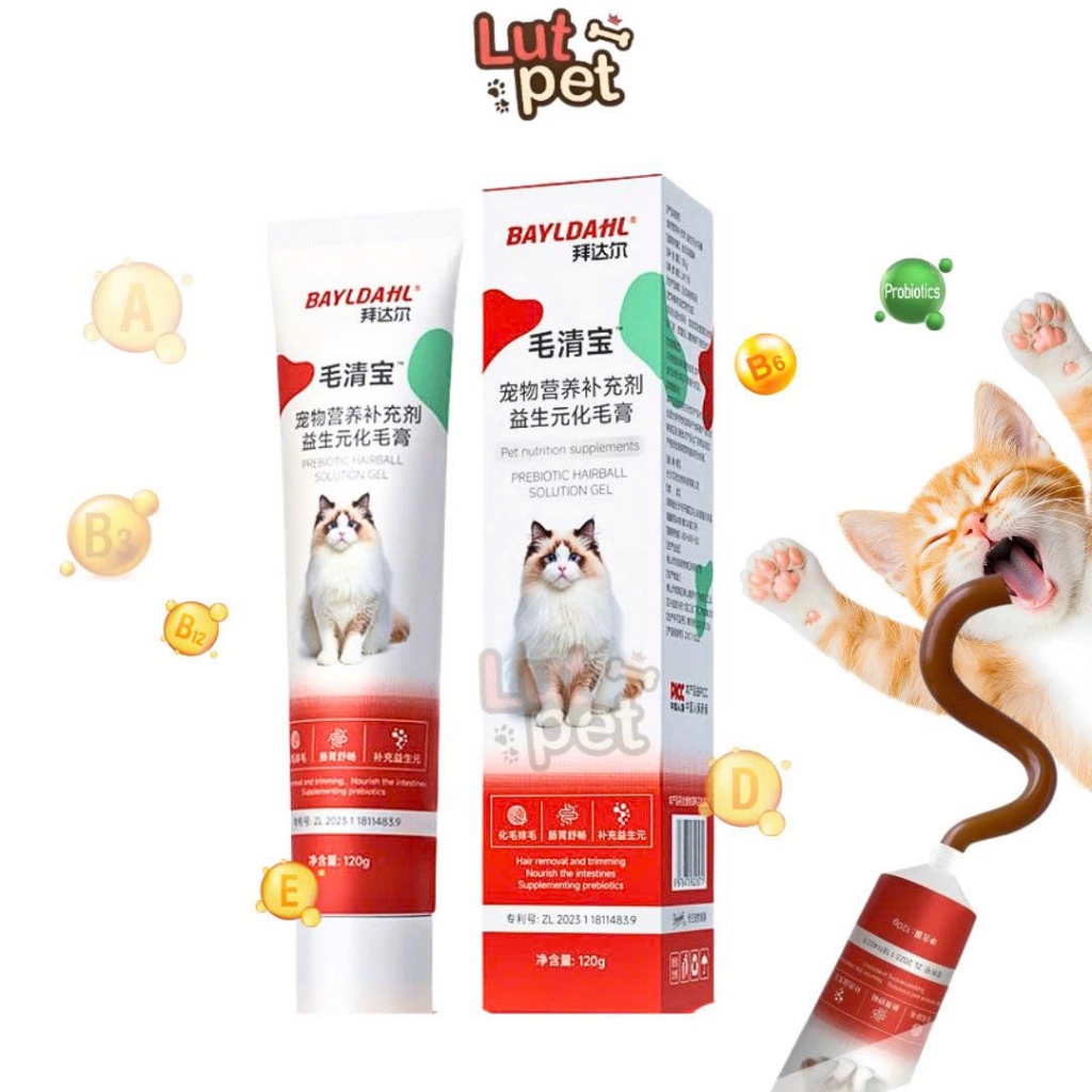 Gel Tiêu Lông Cho Mèo Bayldahl, Gel Tiêu Hóa Tăng Cường Miễn Dich, Vitamin (120gr) - Lutpet
