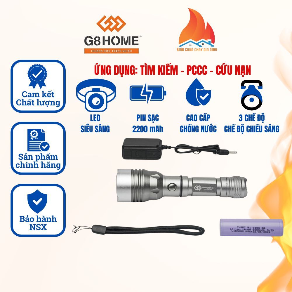 Đèn pin cầm tay G8-569 hợp kim nhôm siêu sáng, siêu bền G8HOME