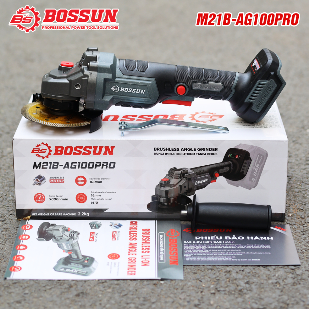 Thân Máy Mài Cắt Pin BOSSUN M21B-AG100PRO, 3 cấp tốc độ, Chống khởi động lại,Không chổi than