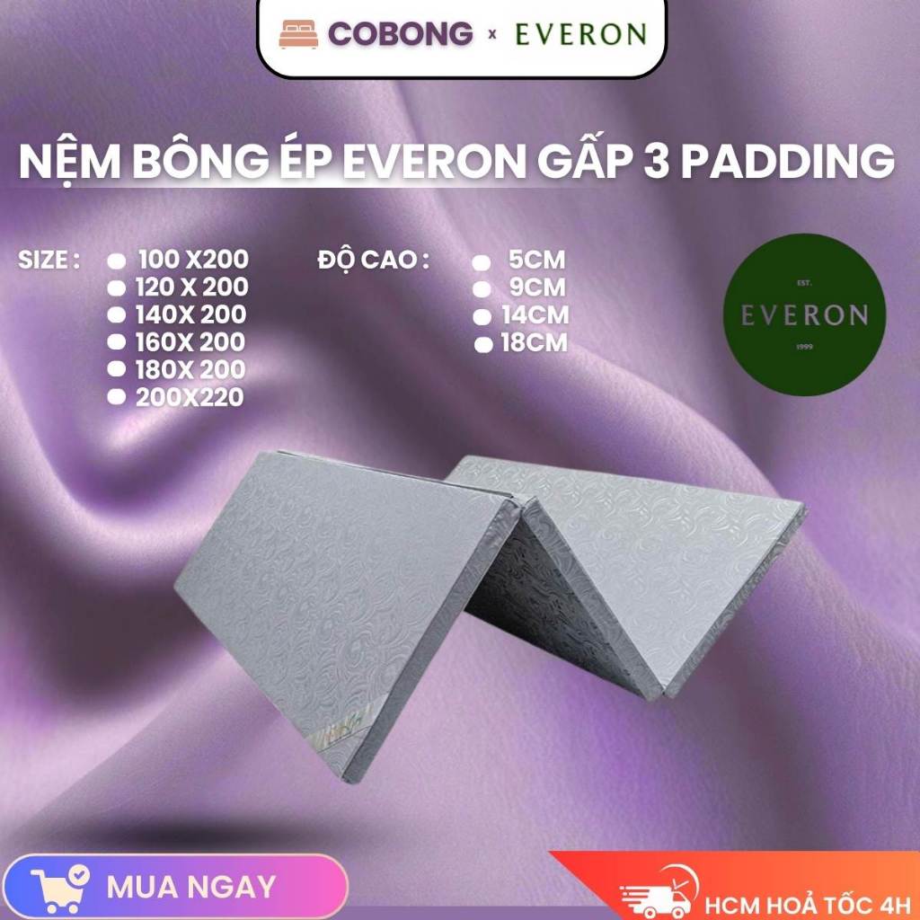 (hàng chính hãng) Nệm Bông Ép Everon - Nệm Gấp 3 Everon Padding - Cobongbedding
