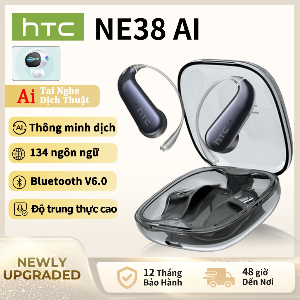 HTC NE38 Tai nghe dịch thuật thời gian thực AI Không dây Bluetooth (OWS) Tai nghe V6.0 Chống nước IP