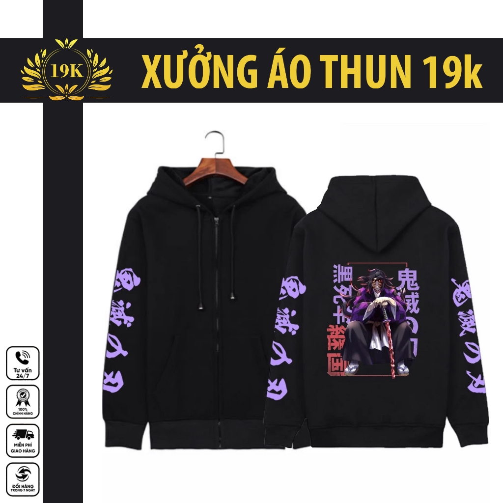 Áo Nỉ Sweater khoác demon slayer kokushibou kibutsuji muzan - Gấu