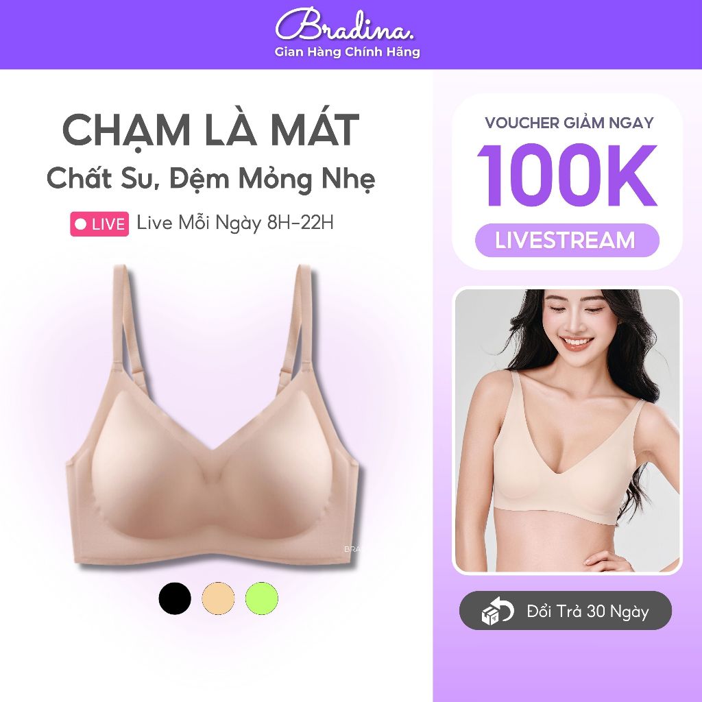 Áo lót Áo bra nữ mặc áo dài ComfortFit Bradina, không gọng, nâng v1, chống xệ, Không lộ viền ALKG14