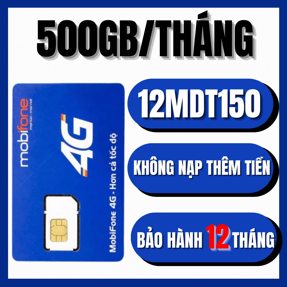 [ FREE SHIP ] Trọn Gói 1 Năm Tặng 500GB/THÁNG (6000Gb/Năm) Phát Wifi Tốc Độ Cao Sim Mobifone 12MDT15