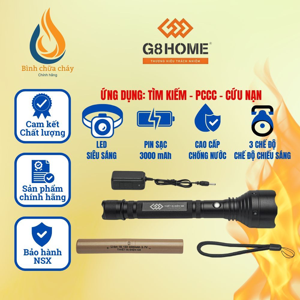 Đèn pin cầm tay G8-568 hợp kim nhôm siêu sáng, siêu bền G8HOME