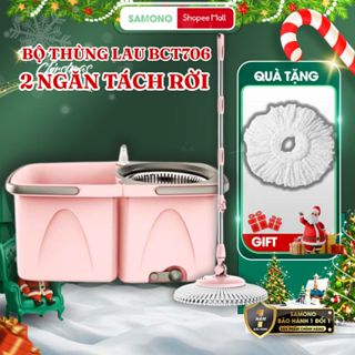  Samono Bộ cây lau nhà thùng lau có 2 ngăn tháo rời Bonbox BCT706 xoay 360 độ lau mọi ngóc sàn nhà lau khô ướt 