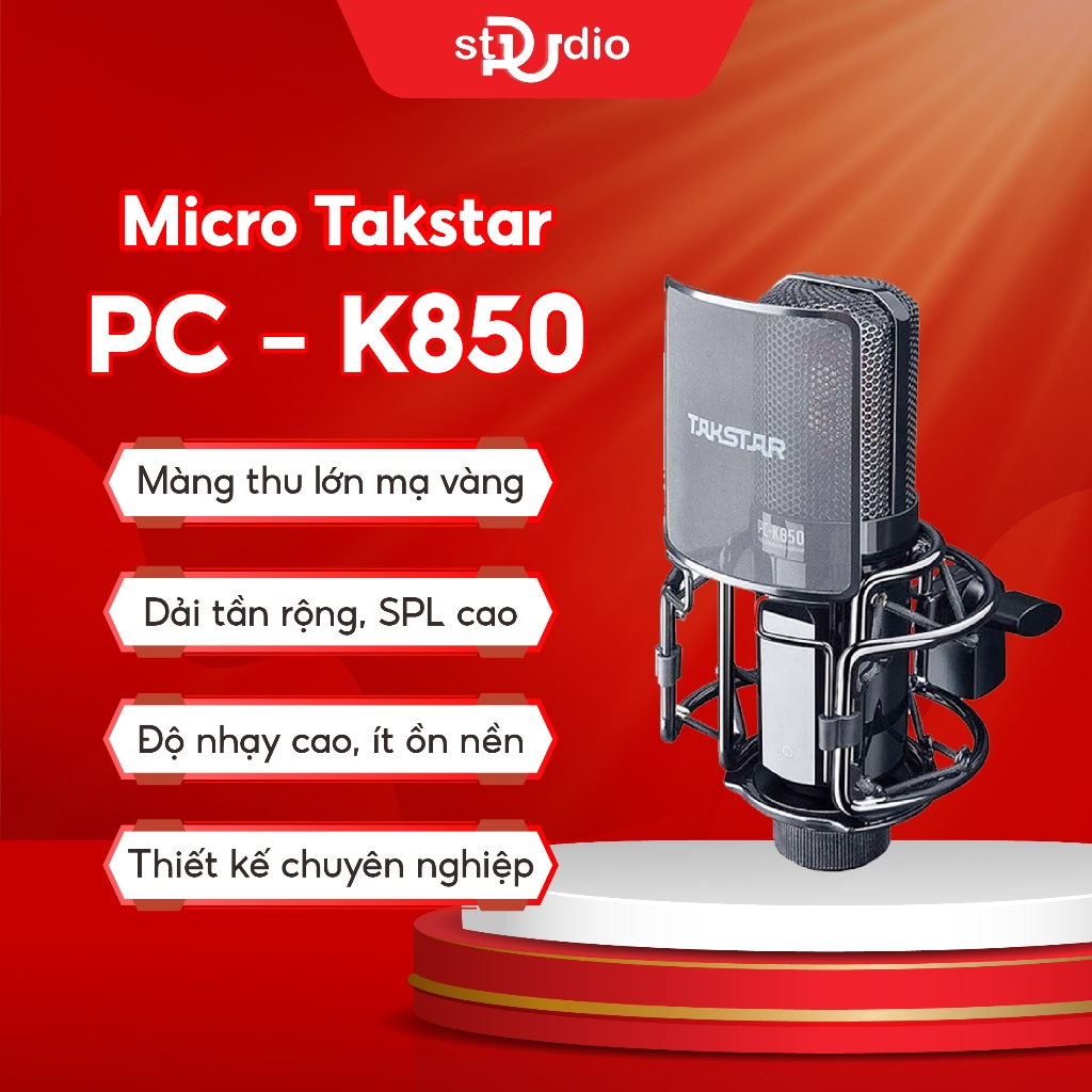 Micro Thu Âm Takstar PC-K850 Chính Hãng Micro Livestream, Thu Podcast