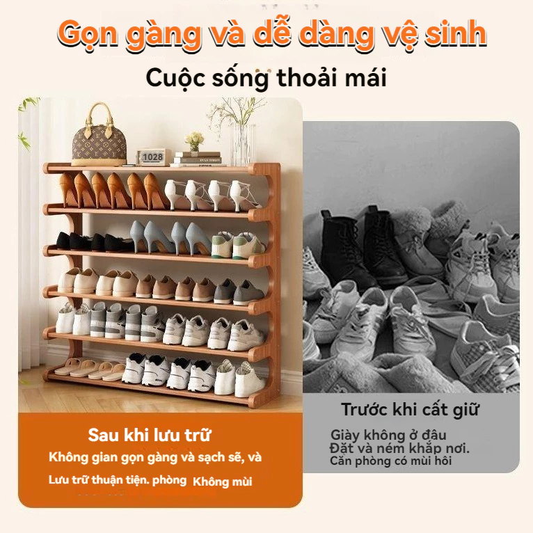【Giao hàng trong 4 giờ】Giá để giày tre Kệ trưng bày​ bằng gỗ Kệ giày đa tầng​ Giá đựng đồ đa năng gỗ tủ giày chống bụi | BigBuy360 - bigbuy360.vn