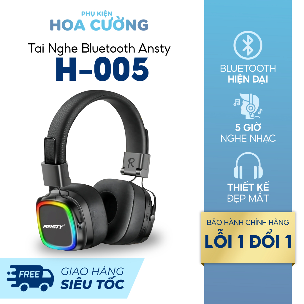Tai Nghe Bluetooth Ansty H - 005 Headphone V5.3 Hỗ Trợ Nghe Nhạc 5 - 6 Giờ