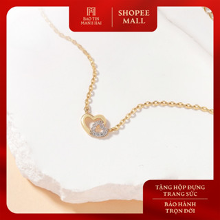  Dây chuyền vàng 10K liền mặt trái tim nhỏ xinh khảm đá phong cách Bảo Tín Mạnh Hải PYD2V10KDH-312005 