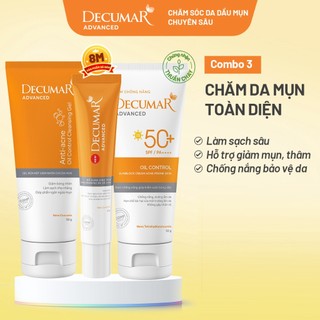  Combo Decumar Advanced gồm 1 Gel ngừa mụn 01 Gel rửa mặt 01 kem chống nắng giành cho da mụn - DCA01 DGR01 DAV02 