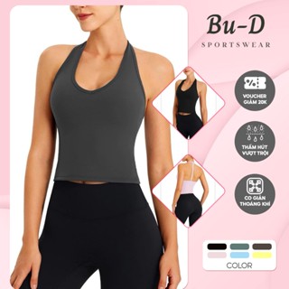  Áo tập gym nữ áo tập yoga có mút nâng ngực cổ yếm hở lưng sexy chất Poly mát mịn  mã Ao246  
