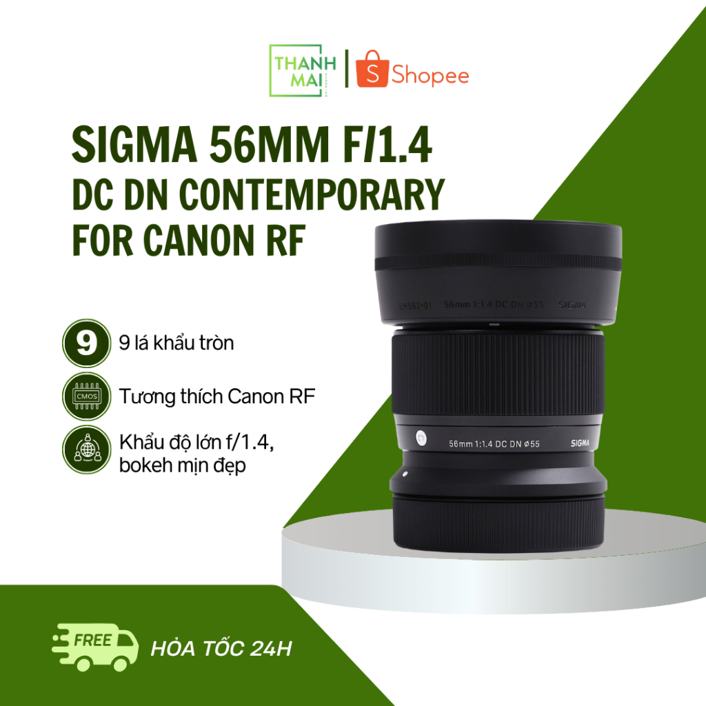 Ống kính Sigma 56mm f/1.4 DC DN Contemporary For Canon RF Mount | New | Bảo hành Chính hãng 24 tháng