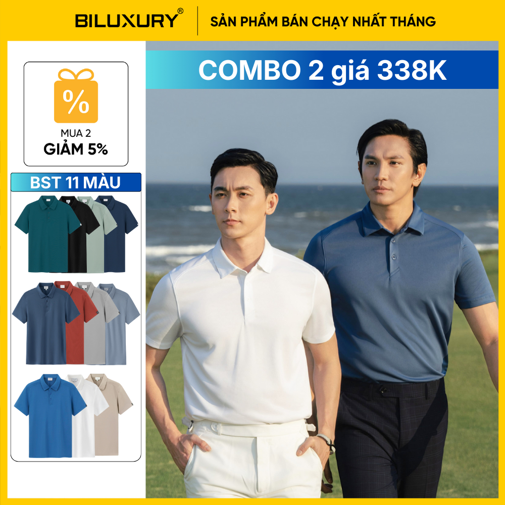 Combo 2 Áo Polo Nam AIRCOOL POLO Thời Trang Nam Biluxury 8APCB428 Thoáng Mát Thấm Hút Mồ Hôi