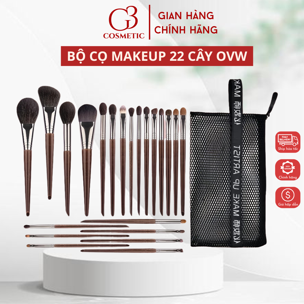 Bộ cọ trang điểm 22 cây OVW lông siêu mượt tự nhiên mềm mịn bám phấn makeup chuyên dụng cao cấp G3CO