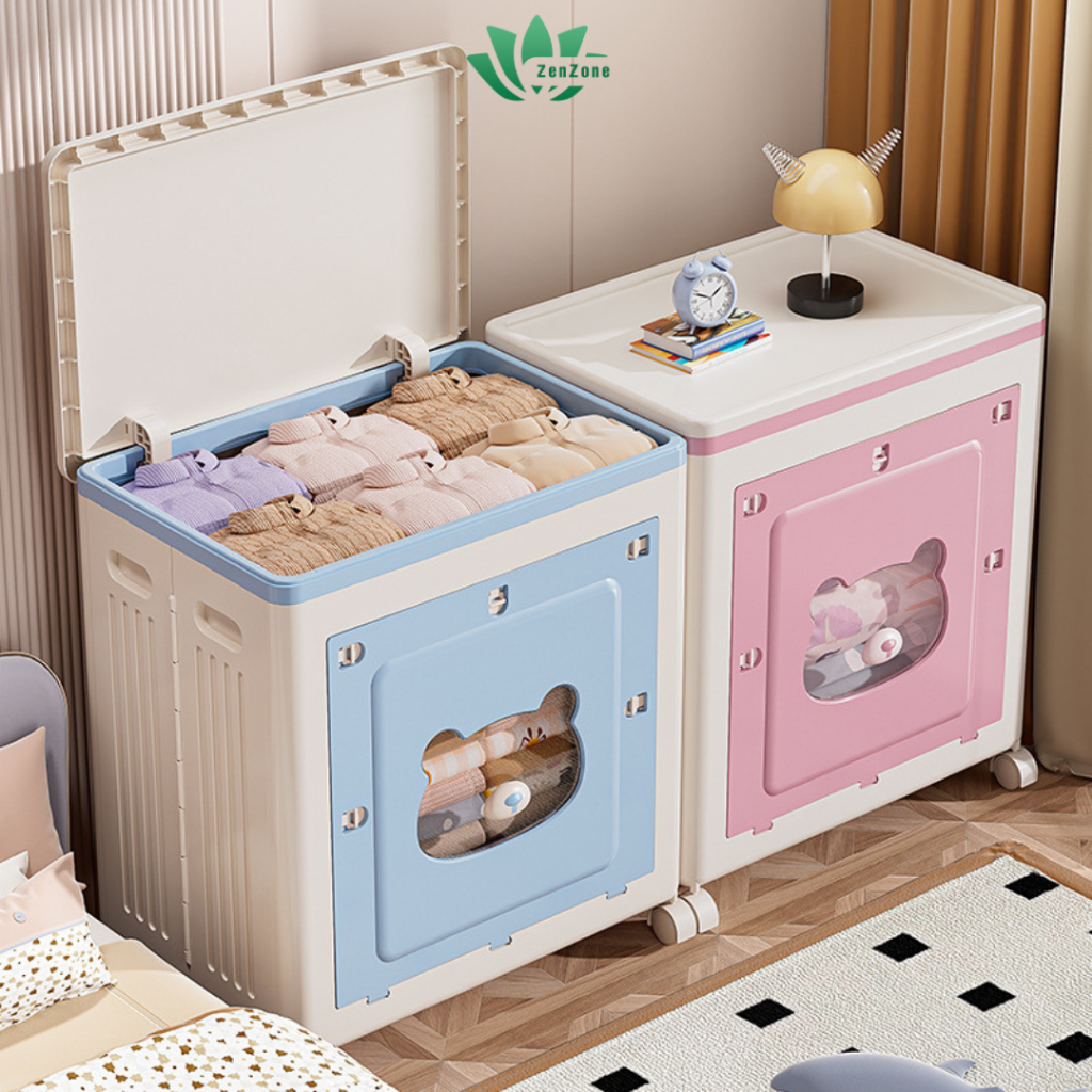 ZenZone Hộp Đựng Đồ Cho Bé Gấp Gọn, Đồ Chơi, Quần Áo Dung Tích Lớn, Có Bánh Xe 360 Di Chuyển Dễ Dàng