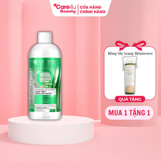   Tặng bông tẩy trang Skin 80m  Nước tẩy trang làm dịu mát da chiết xuất Lô hội Facemed Eveline 400ml 