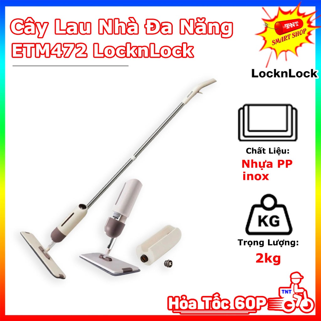 Cây Lau Nhà ETM472 LocknLock  - Chất Liệu Cao Cấp, Chất Lượng Cao, Xoay 360* Dễ dầng dọn Vệ Sinh