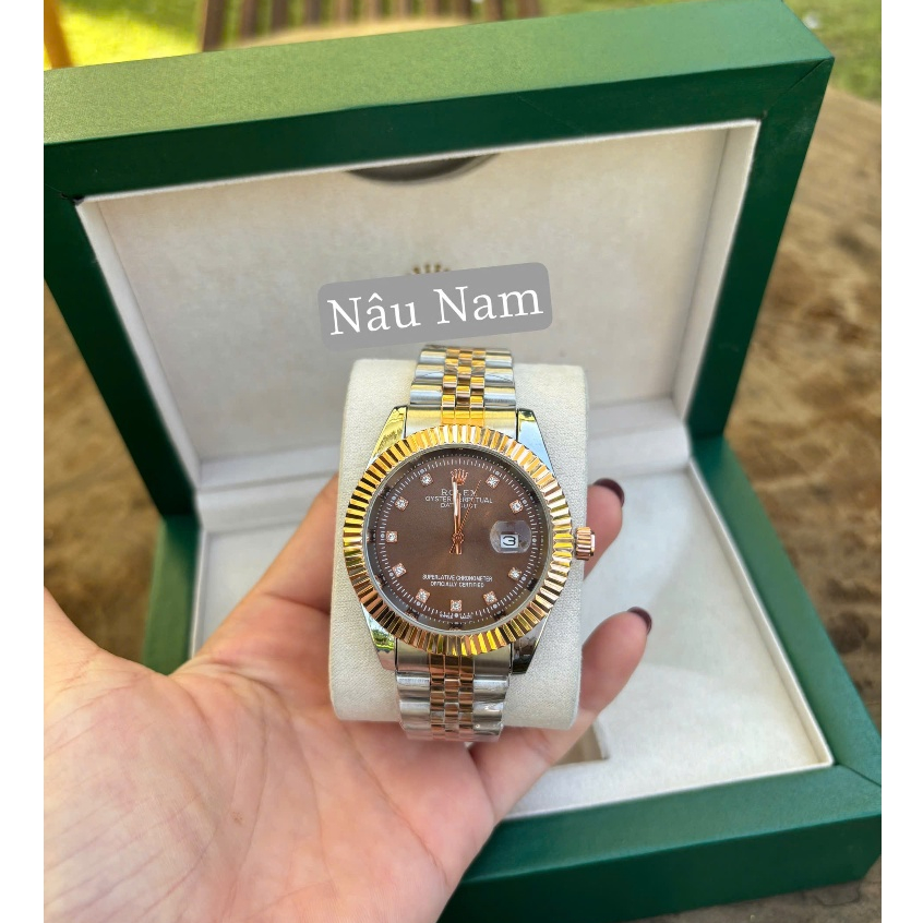 Đồng Hồ NAM, Niềng Băm rolexx NAM NÂU size 41mm, Dây Thép Đúc Chống Nước 3Atm Bảo Hành 6T,