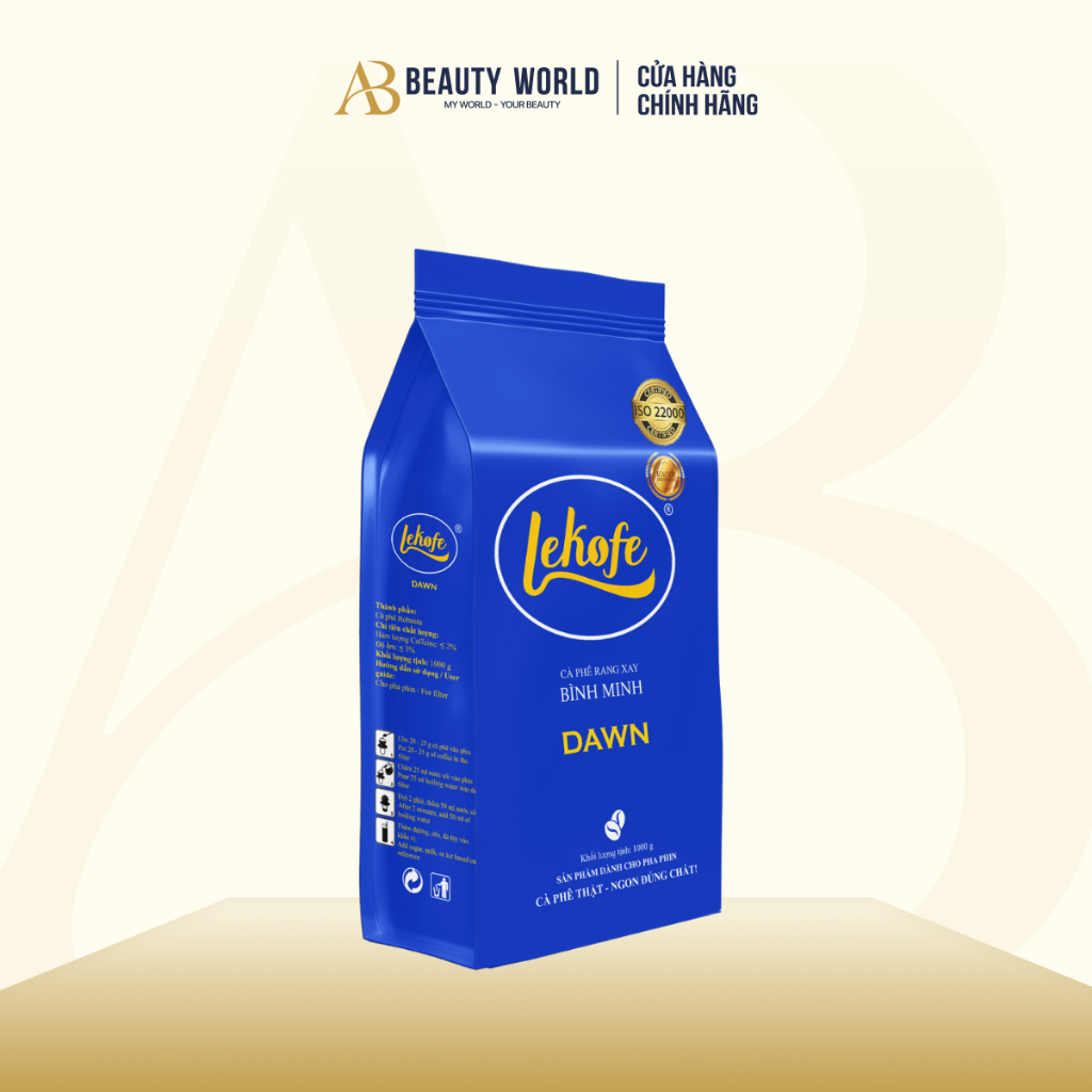 Cà Phê Rang Xay Bình Minh Lekofe 100% Robusta Đắng Đậm Chát Nhẹ Túi 250g