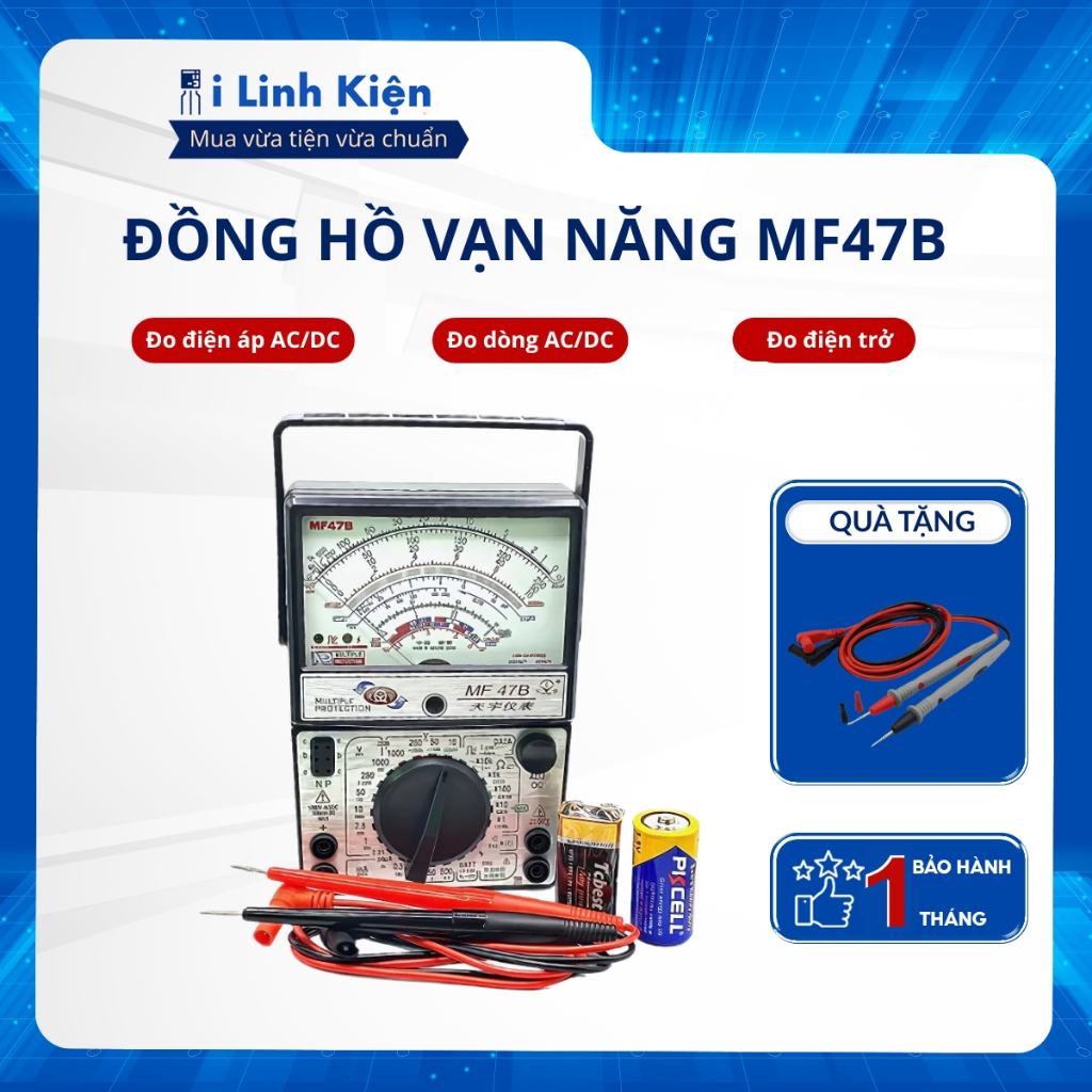 Đồng hồ vạn năng cơ kim đo điện MF47B cao cấp chất lượng cao