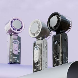  Quạt cầm tay đeo cổ có đèn LED sò lạnh làm mát nhanh gập 180° pin sạc tiện dụng mini 