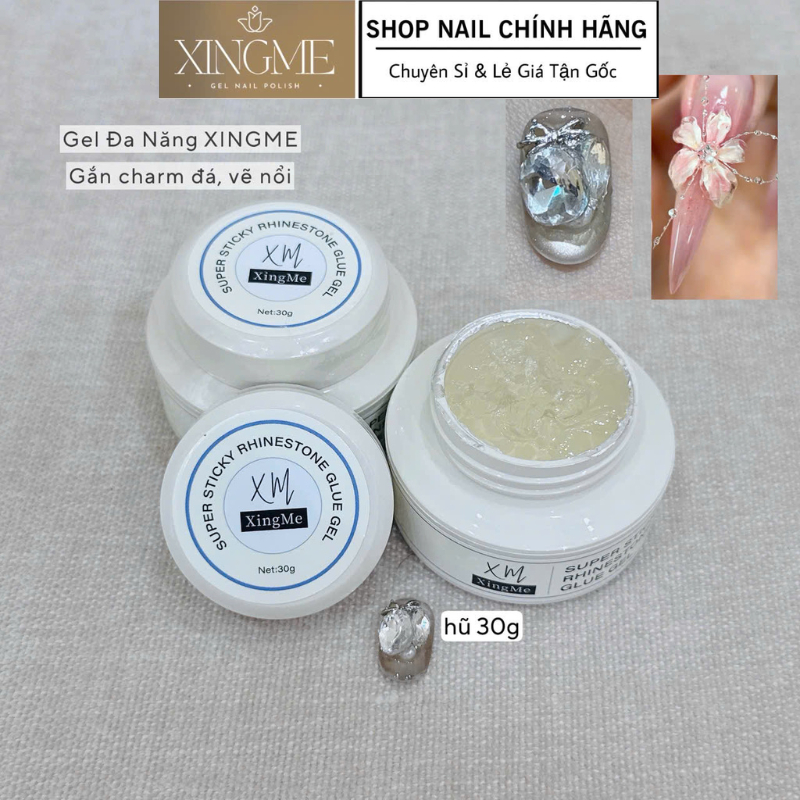 Gel gắn charm đá vẽ nổi, gel đa năng làm nail XINGME hũ 30g [XINGME.NAIL]