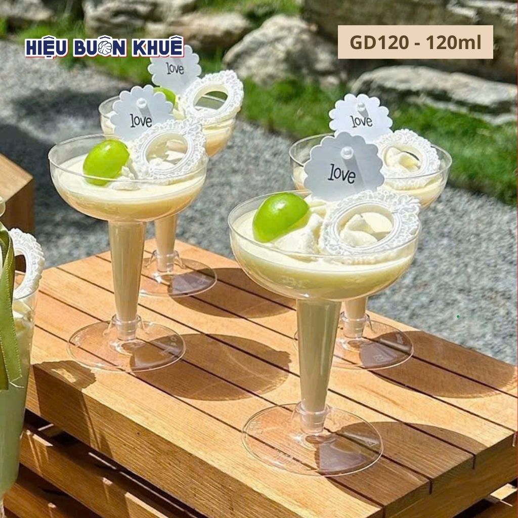 50 Ly Mousse Ly Cocktail Bầu Chân Đế 120ml Dùng Trong Tiệc Trà, Tiệc Cưới [GD120]
